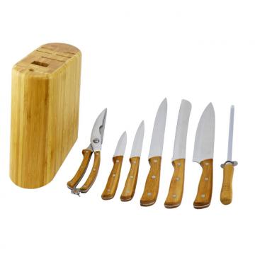 WHL-KFP015 7 pcs Wooden Handle S/S Kitchen Knife Set with Wooden Block